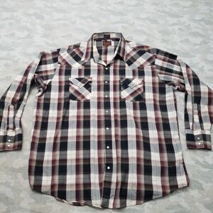 Plains Western Wear Shirt Mens 2XLT Black Cowboy Rodeo Pearl Snap Long Sleeve